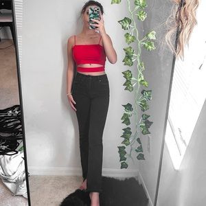 Red Cut Out Crop Top